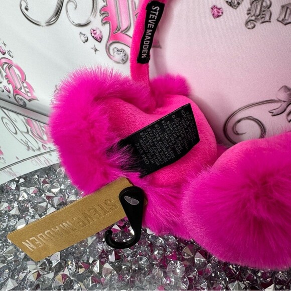 Steve Madden heart ear muffs Pink Furry Earmuffs toque warmer headband outdoor main image 11